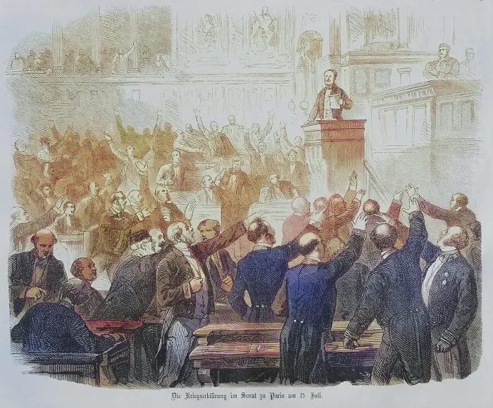 Framed Print : The declaration of war in the senate of Paris, July 15th 1870, illustrated war history, German, French war 1870-1871, Germany, France Framed Print : The declaration of war in the senate of Paris, July 15th 1870, illustrated war history, German, French war 1870-1871, Germany, France