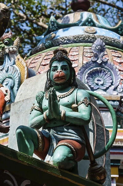 Decorated Hanuman statue, temple for the god Madurai Veeran, Mandavi, Tamil Nadu, India