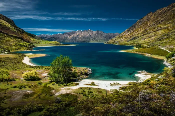Framed Print : a very deep blue lake landscape scene Framed Print : a very deep blue lake landscape scene