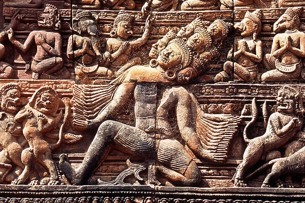 Deep relief carvings at Angkor Wat