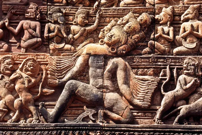 Framed Print : Deep relief carvings at Angkor Wat Framed Print : Deep relief carvings at Angkor Wat