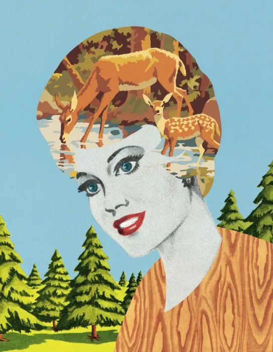 Framed Print : Deer-head woman