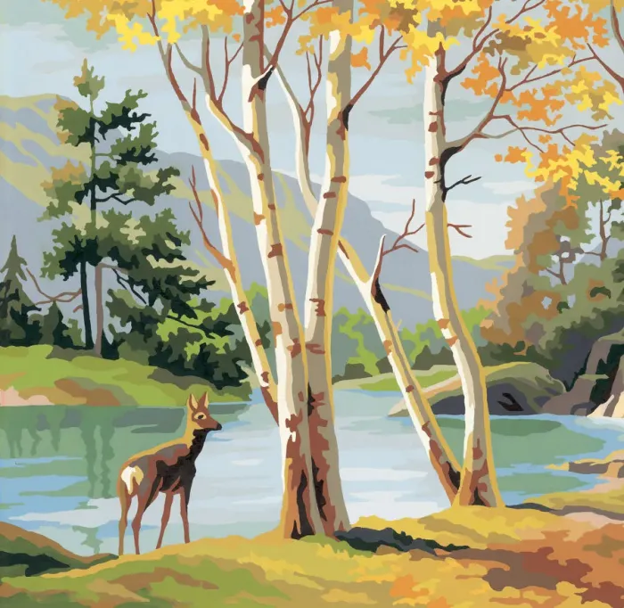 Framed Print : Deer by Lake Framed Print : Deer by Lake