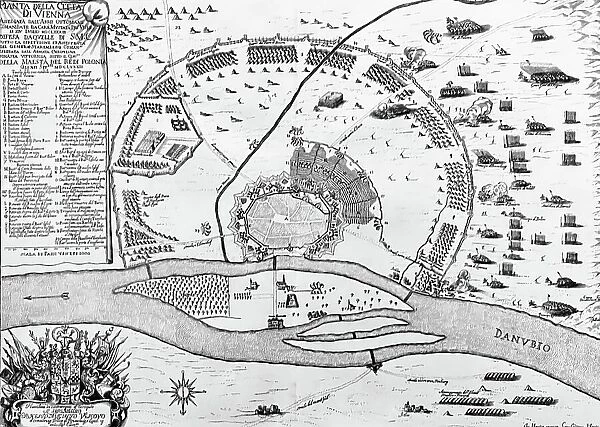 Defeat of the Ottoman Empire in Vienna in 1683: Plan of the siege of Vienna