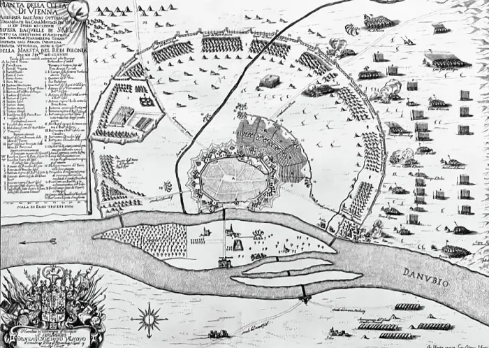 Framed Print : Defeat of the Ottoman Empire in Vienna in 1683: Plan of the siege of Vienna