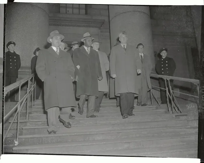 Framed Print : Four Defendants in Communist Spy Trial Leaving Federal Building Framed Print : Four Defendants in Communist Spy Trial Leaving Federal Building