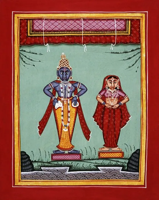 Framed Print : Deity Vishna and Laksmi as Vithoba and his consort