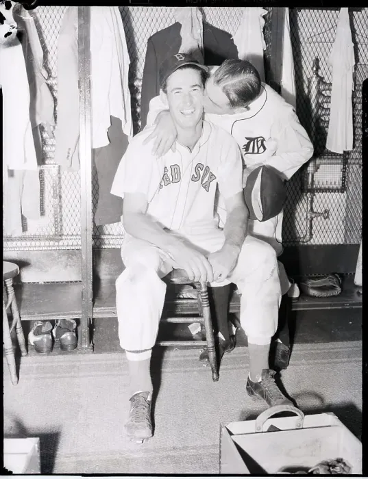 Framed Print : Del Baker Kissing Ted Williams Framed Print : Del Baker Kissing Ted Williams