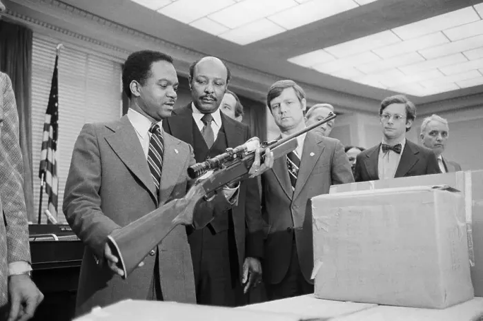 Framed Print : Delegate Holds Rifle Used to Kill Martin Luther King Framed Print : Delegate Holds Rifle Used to Kill Martin Luther King