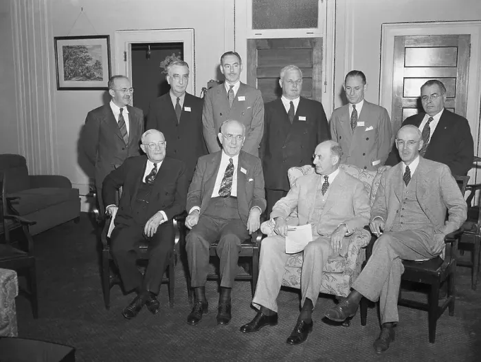 Framed Print : US Delegates at Bretton Woods Conference Framed Print : US Delegates at Bretton Woods Conference