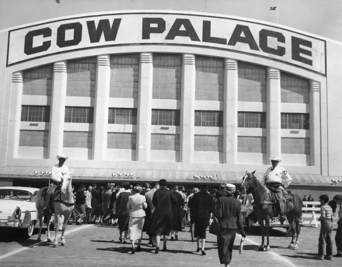 Framed Print : Delegates Enter Cow Palace Btwn Mounted Framed Print : Delegates Enter Cow Palace Btwn Mounted