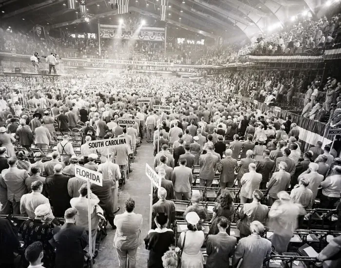 Framed Print : Delegates Stand at Democratic National Convention Framed Print : Delegates Stand at Democratic National Convention