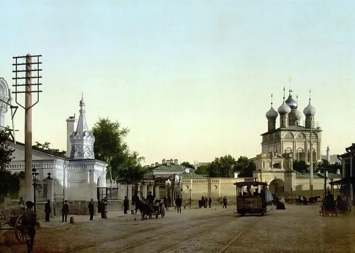 Framed Print : The Demitrov-Ka, Dmitrovka, Moscow, Russia, c. 1890, Historic, digitally enhanced reproduction of a photochrome print of the period Framed Print : The Demitrov-Ka, Dmitrovka, Moscow, Russia, c. 1890, Historic, digitally enhanced reproduction of a photochrome print of the period