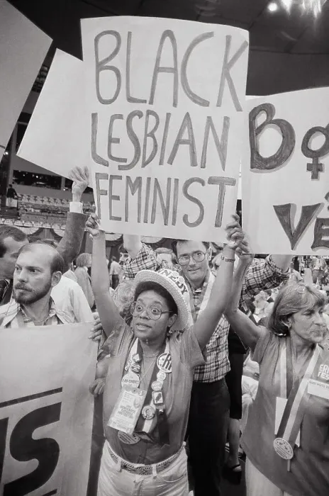 Framed Print : Democratic Convention Delegate Holds Black Lesbian Sign Framed Print : Democratic Convention Delegate Holds Black Lesbian Sign