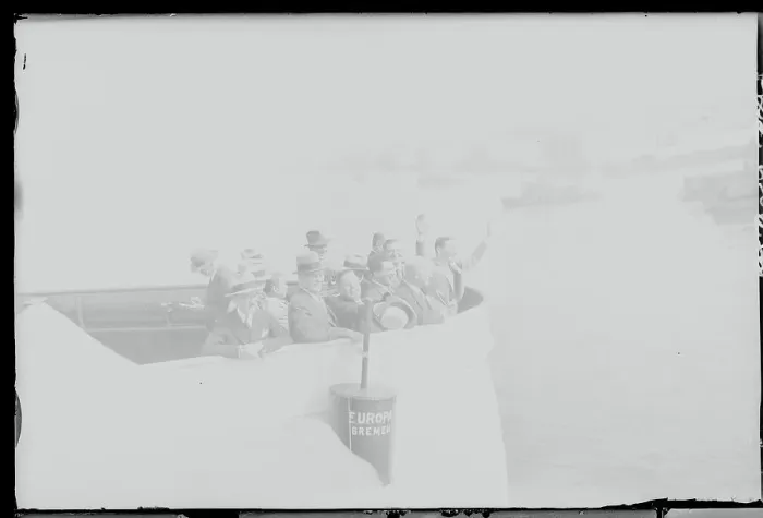 Framed Print : Democratic Leaders Waving from Ship Framed Print : Democratic Leaders Waving from Ship