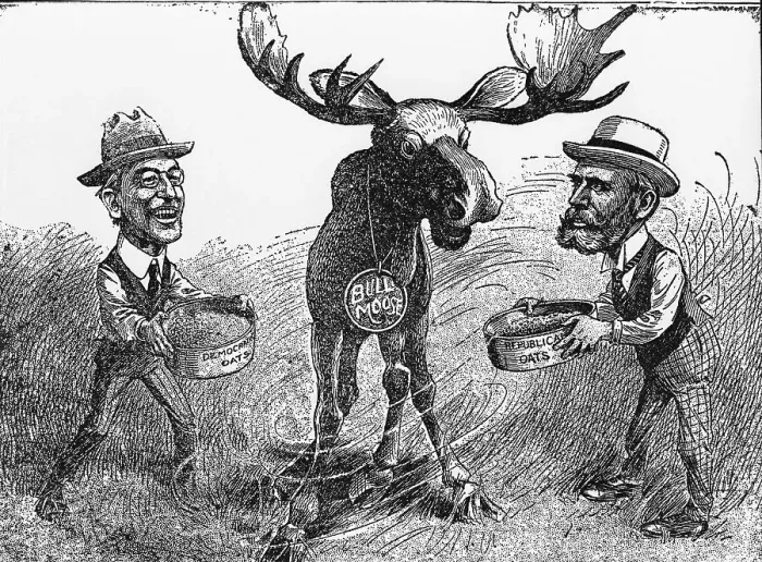 Framed Print : Democrats and Republicans Woo Bull Moose Framed Print : Democrats and Republicans Woo Bull Moose