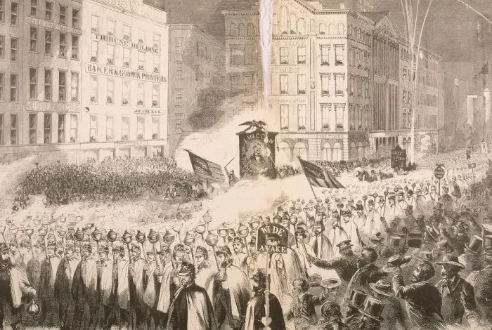 Framed Print : Demonstration for Lincoln in Park Row, NYC, 1860 Framed Print : Demonstration for Lincoln in Park Row, NYC, 1860