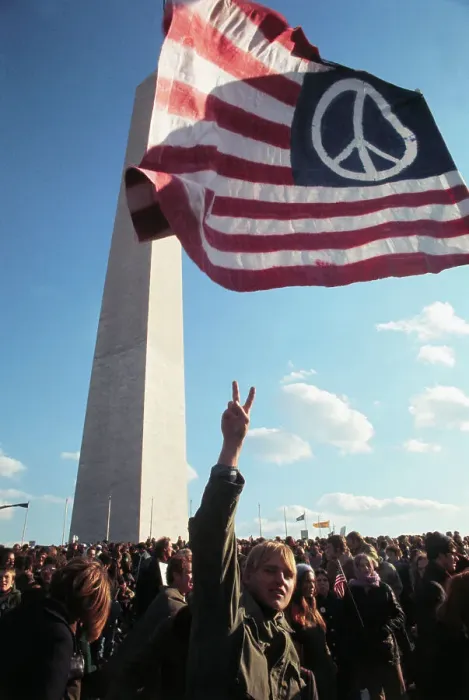 Framed Print : Demonstration at Washington Monument