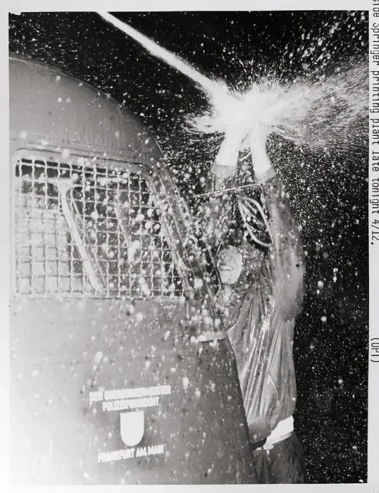 Framed Print : Demonstrator Blocks Water Cannon Framed Print : Demonstrator Blocks Water Cannon
