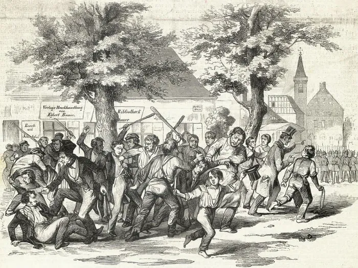 Framed Print : Demonstrators Fighting in Street Framed Print : Demonstrators Fighting in Street