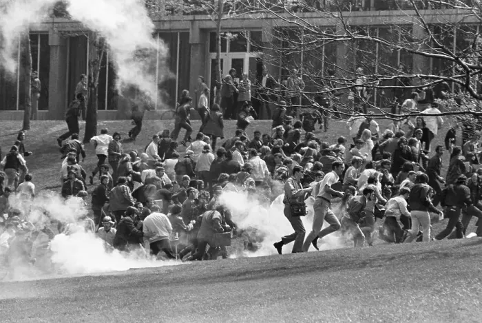 Framed Print : Demonstrators Flee Tear Gas Framed Print : Demonstrators Flee Tear Gas