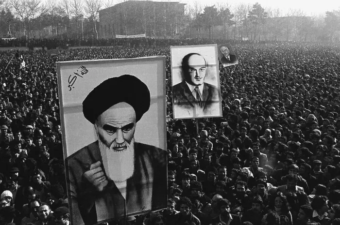 Framed Print : Demonstrators Holding Portraits of Khomeini Framed Print : Demonstrators Holding Portraits of Khomeini