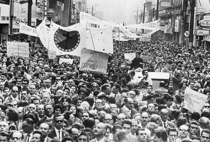 Framed Print : Demonstrators Marching in Sao Paulo Framed Print : Demonstrators Marching in Sao Paulo