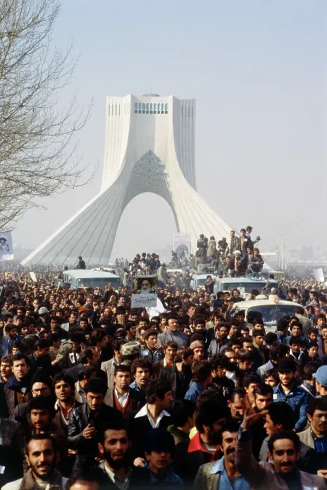 Framed Print : Demonstrators Protest in Tehran with Arch in Background Framed Print : Demonstrators Protest in Tehran with Arch in Background