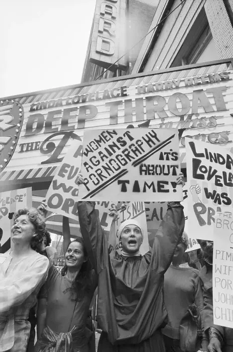 Framed Print : Demonstrators Protesting Deep Throat Film Framed Print : Demonstrators Protesting Deep Throat Film