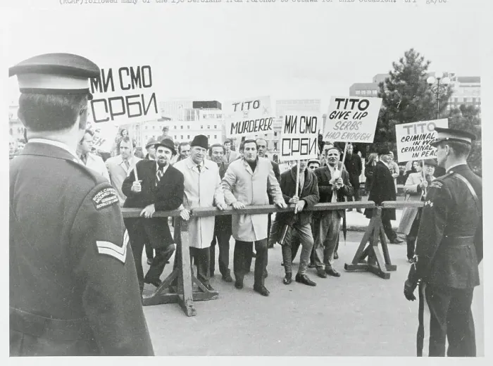 Framed Print : Demonstrators Standing Behind Barricades Framed Print : Demonstrators Standing Behind Barricades