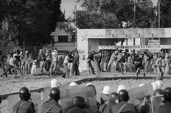Framed Print : Demonstrators Throwing Rocks at Police Framed Print : Demonstrators Throwing Rocks at Police
