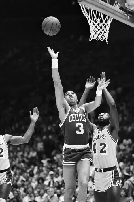 Framed Print : Dennis Johnson Shooting Over James Worthy Framed Print : Dennis Johnson Shooting Over James Worthy