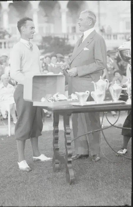 Framed Print : Denny Shute Receiving Check from George MacDonald Framed Print : Denny Shute Receiving Check from George MacDonald