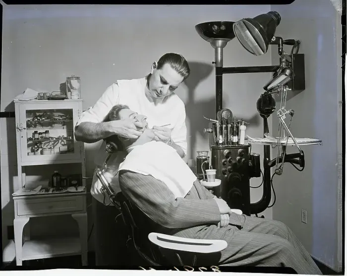 Framed Print : Dentist and Patient in Chair Framed Print : Dentist and Patient in Chair