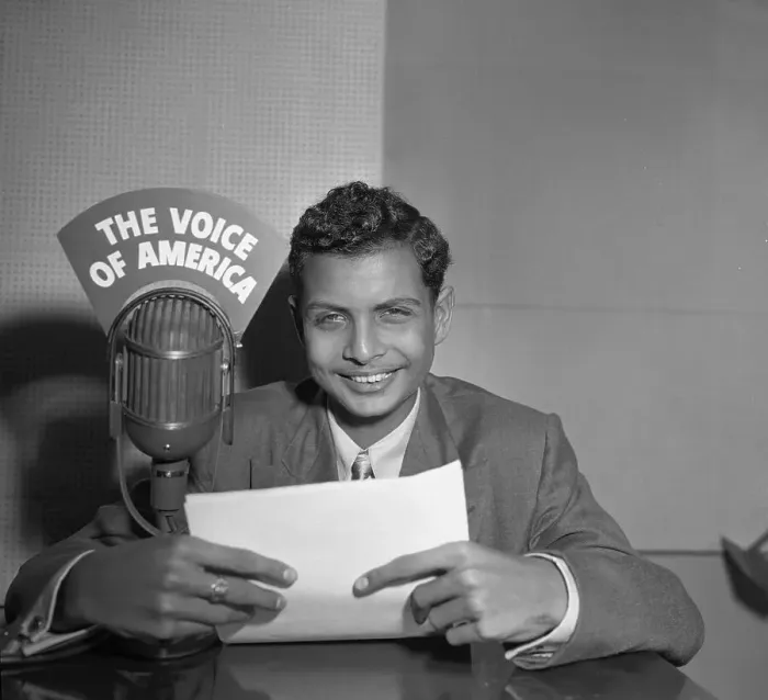 Framed Print : Denzil Meyers Talking Over Radio Broadcast