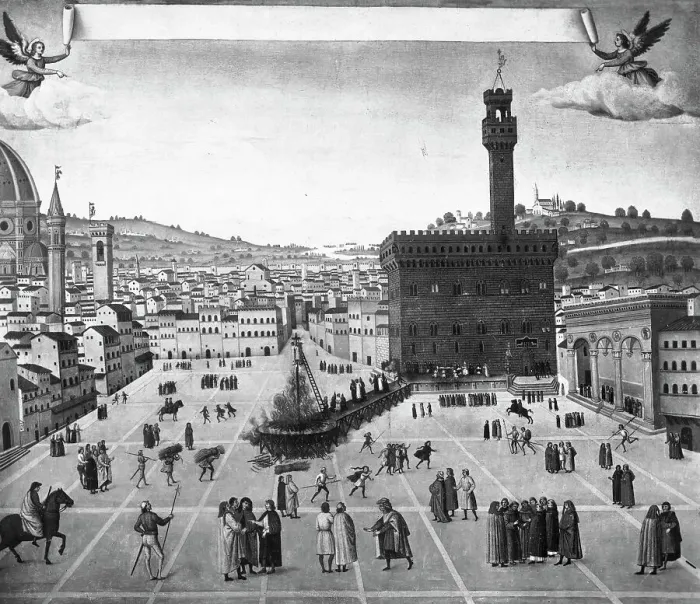 Framed Print : Depiction of Burning of Girolamo Savonarola Framed Print : Depiction of Burning of Girolamo Savonarola