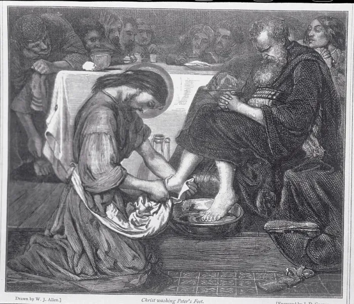 Framed Print : Depiction of Christ Serving His Disciple Framed Print : Depiction of Christ Serving His Disciple