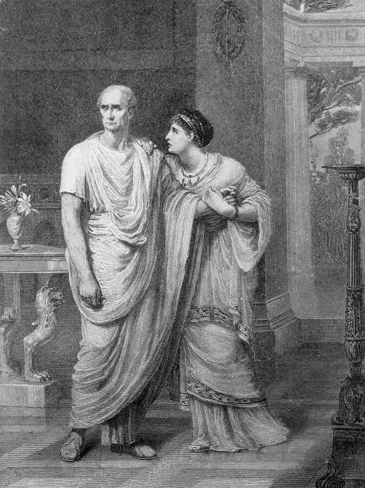 Framed Print : Depiction of Julius Caesar and Wife Framed Print : Depiction of Julius Caesar and Wife