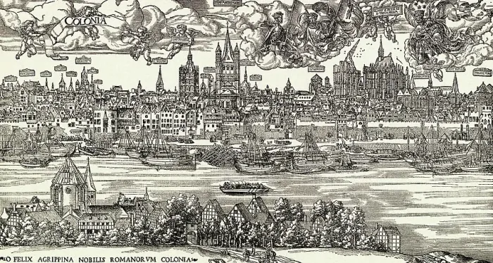 Framed Print : Depiction of Roman Rulers over Cologne Framed Print : Depiction of Roman Rulers over Cologne