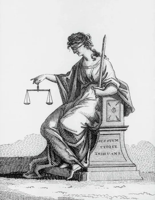 Framed Print : A Depiction of Woman Holding Scales of Justice