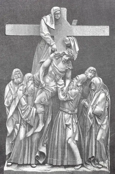 Framed Print : The Deposition of Christ from the Cross is the scene depicted in art from the accounts of the Gospels in which Joseph of Arimathea and Nicodemus remove Christ from the cross after his crucifixion, here a relief from the church of Seligenstadt Framed Print : The Deposition of Christ from the Cross is the scene depicted in art from the accounts of the Gospels in which Joseph of Arimathea and Nicodemus remove Christ from the cross after his crucifixion, here a relief from the church of Seligenstadt