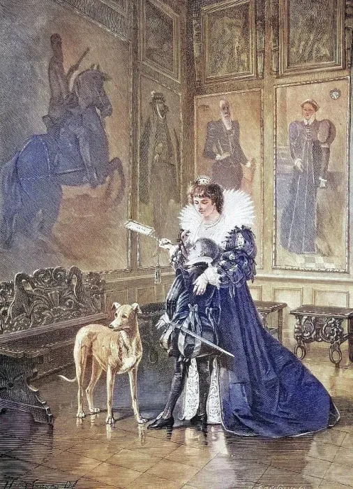 Framed Print : In der Ahnengalerie, Vornehme Dame mit Junge und Hund steht vor den Gemaelden der Ahnen, Frankreich, Historical, digitally restored reproduction from a 19th century original, In the ancestral gallery Framed Print : In der Ahnengalerie, Vornehme Dame mit Junge und Hund steht vor den Gemaelden der Ahnen, Frankreich, Historical, digitally restored reproduction from a 19th century original, In the ancestral gallery
