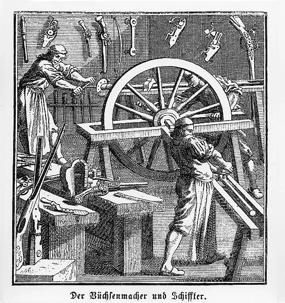 Der Buechsenmacher und Schifter, copperplate engraving, Regensburger Staendebuch