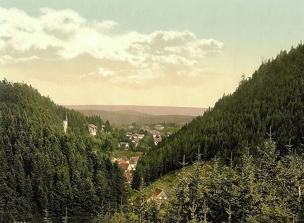 Der Kuehle Grund, Friedrichroda, Friedrichrhoda in Thuringia, Germany, Historic, digitally restored reproduction of a photochrome print from the 1890s