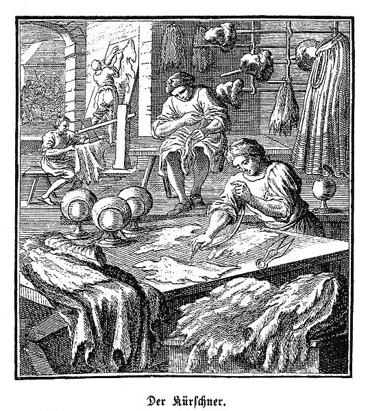 Der Kuerschner, copperplate engraving, Regensburger Staendebuch, 1698, Christoph Weigel the Elder