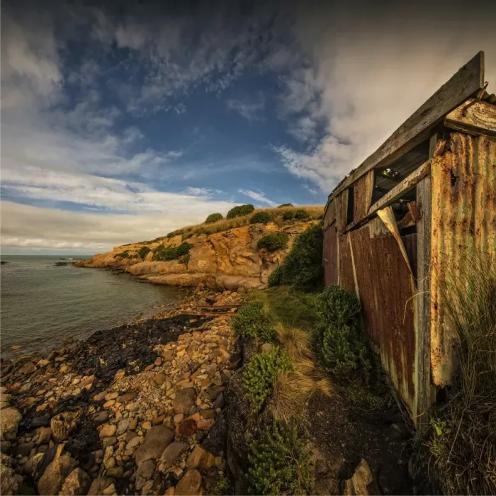 Framed Print : Derelict boat-shed on the coastline at Hillgrove, New Zealand, south island Framed Print : Derelict boat-shed on the coastline at Hillgrove, New Zealand, south island