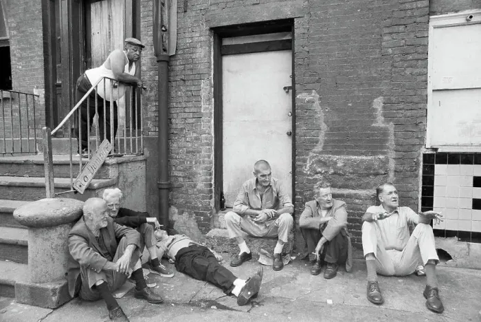 Framed Print : Derelicts Seated Against Tenement Framed Print : Derelicts Seated Against Tenement