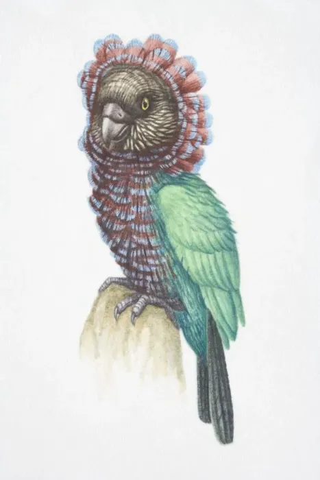 Framed Print : Deroptyus accepitrinus, Red-fan Parrot perched on a rock Framed Print : Deroptyus accepitrinus, Red-fan Parrot perched on a rock