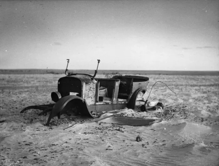 Framed Print : Desert Car Skeleton; Mail Truck, Australia