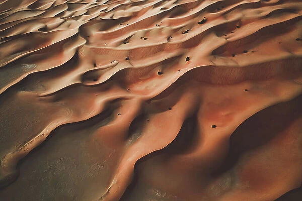 Desert at sunset from aerial perspective, United Arab Emirates